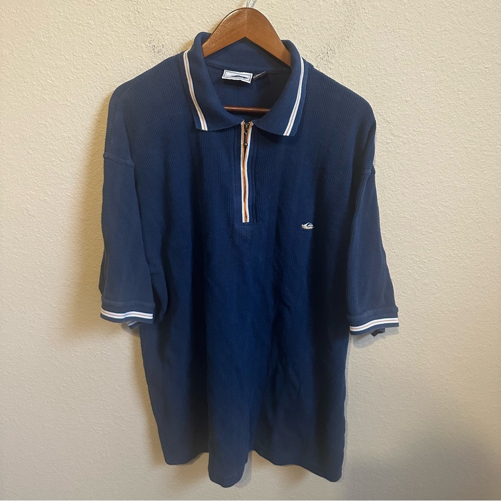 Quiksilver Vintage Y2K Quarter Zip Ribbed Polo Shirt